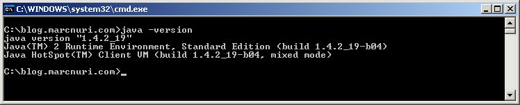 A screenshot showing the output of the java -version command