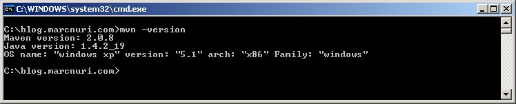 A screenshot showing the output of the mvn -version command