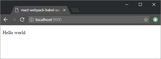 Screenshot fo the React Hello World in a browser