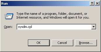A screenshot of the Windows Run dialog