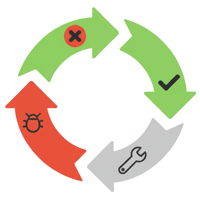 The Red-Green-Refactor cycle of Test-Driven Development