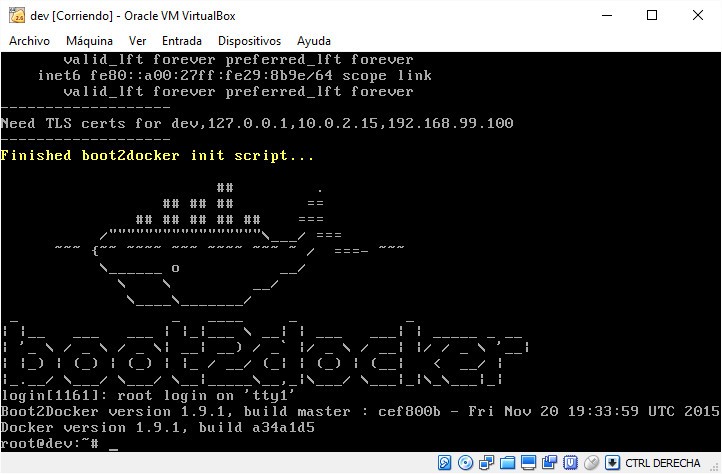 Docker Machine Virtual Box SSH Mostrar