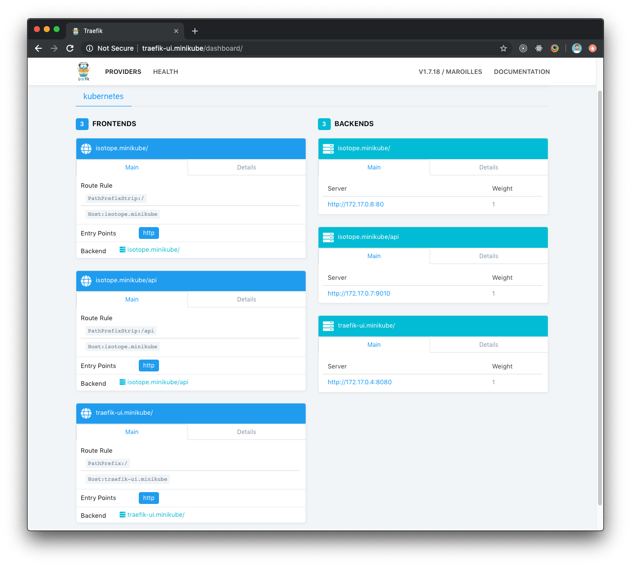Traefik Dashboard with Isotope