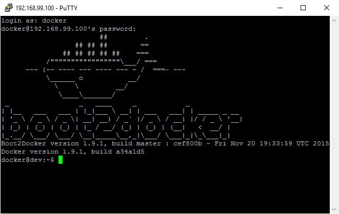 Docker Machine SSH PuTTY