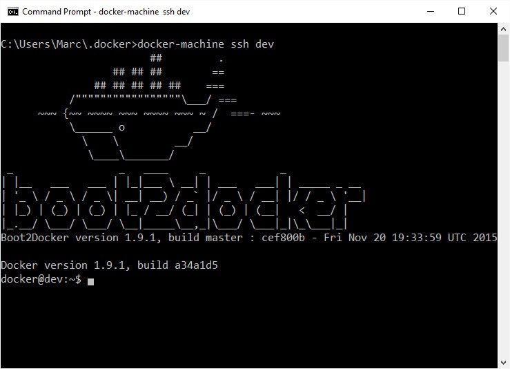 docker-machine ssh