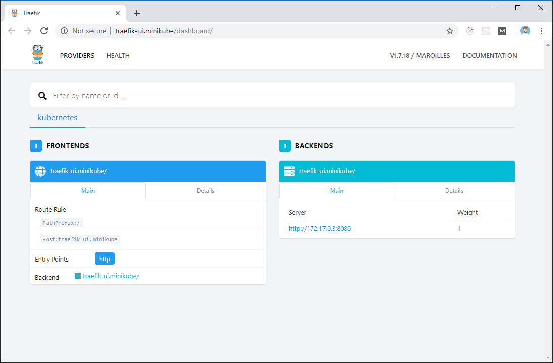 Traefik Web UI Dashboard